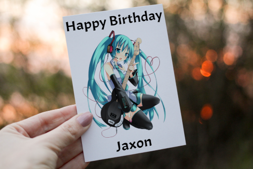 Miku Anime Birthday Card, Personalised Card for Birthday, Anime