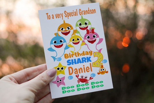 Personalised Birthday Shark Card, Card for Child's Birthday