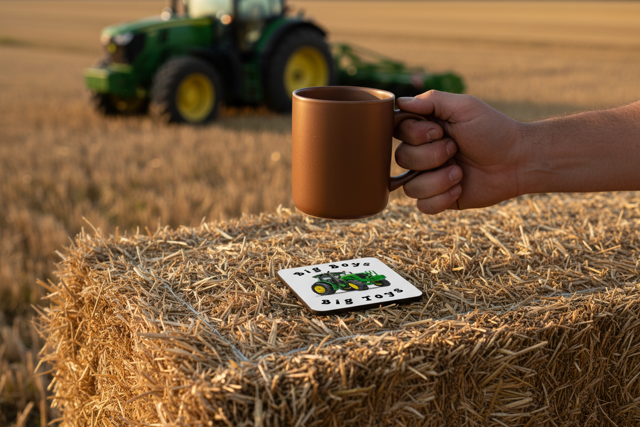 Green Tractor Hardboard Coaster, Big Boys Big Toys Coaster