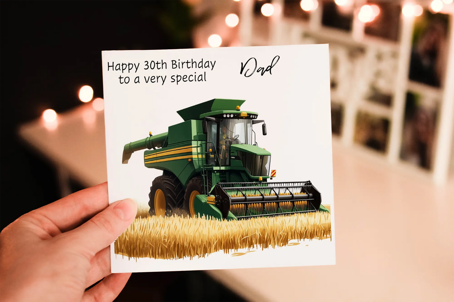 Personalised Green Combine Harvester Birthday Card: Agricultural Greeting Card