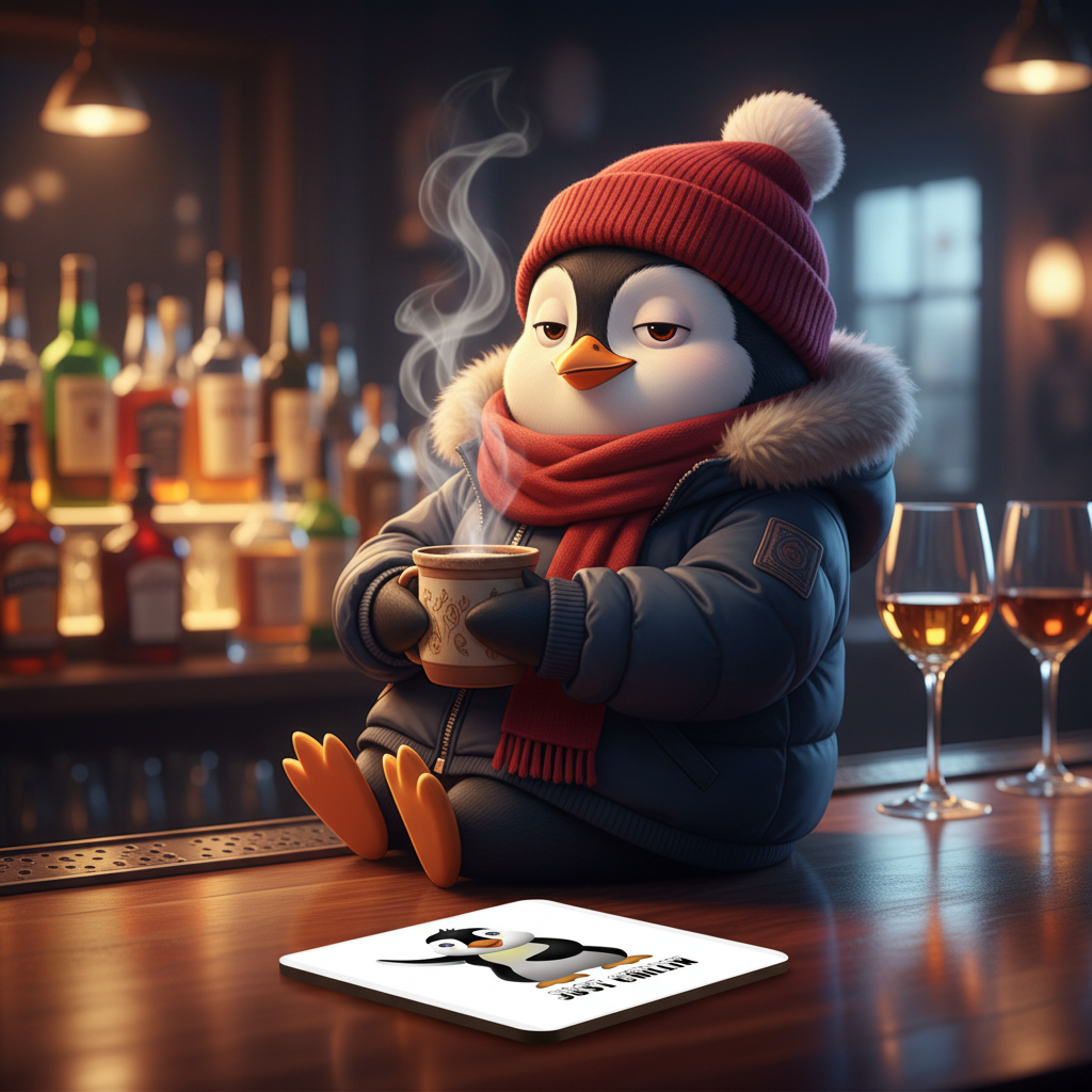 Penguin Hardboard Coaster - Just Chillin