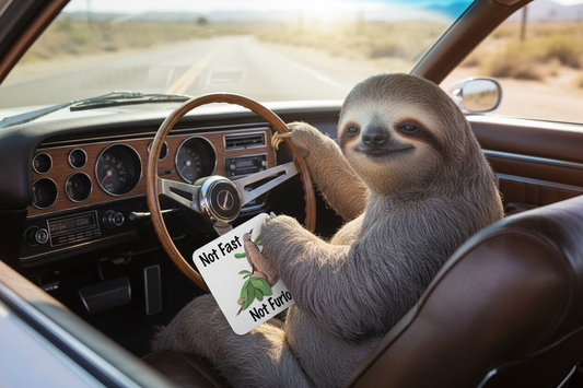 Sloth Hardboard Coaster - Not Fast, Not Furious, Funny Sloth