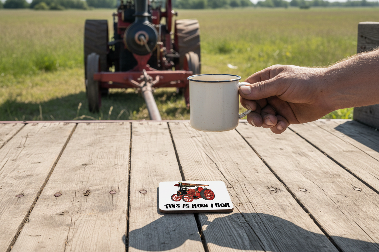 Traction Engine Hardboard Coaster, This Is How I Roll Coaster