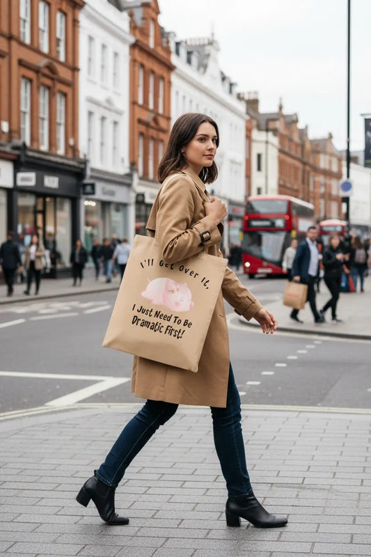 Dramatic Pig..Funny Pig Tote Bag, Pig Bag, Personalised Tote Bag