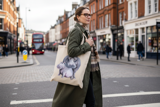 Hippo Tote Bag, Hippo Bag, Personalised Tote Bag