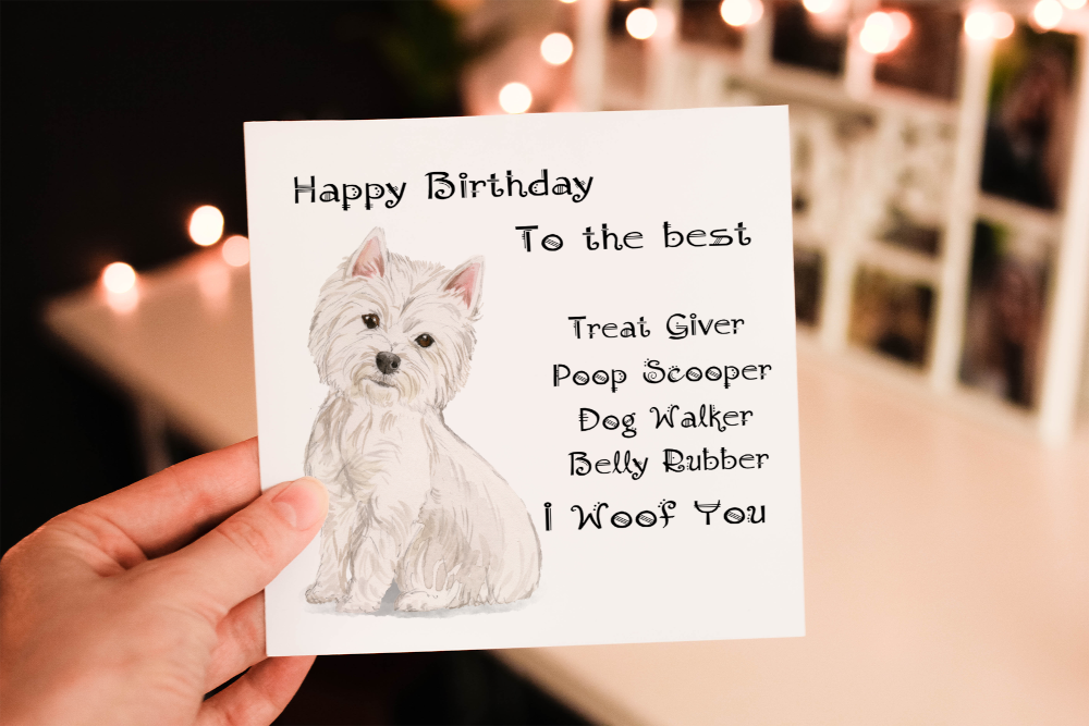 Westie Dog Birthday Card, Dog Birthday Card, Personal Dog Card