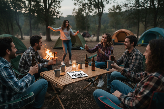 Motorhome Hardboard Coaster - We're Drunks We Go Camping