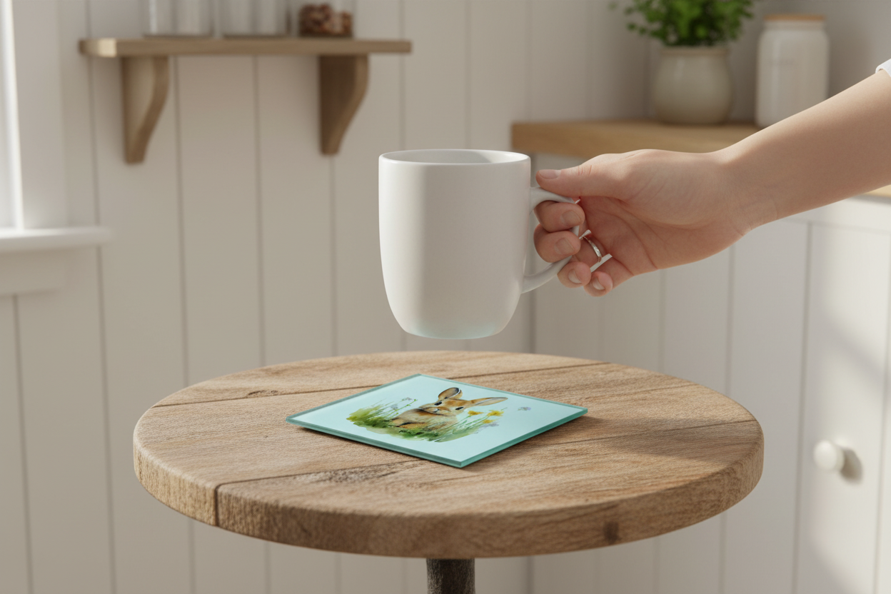 Baby Rabbit Glass Coaster (Set of 4)