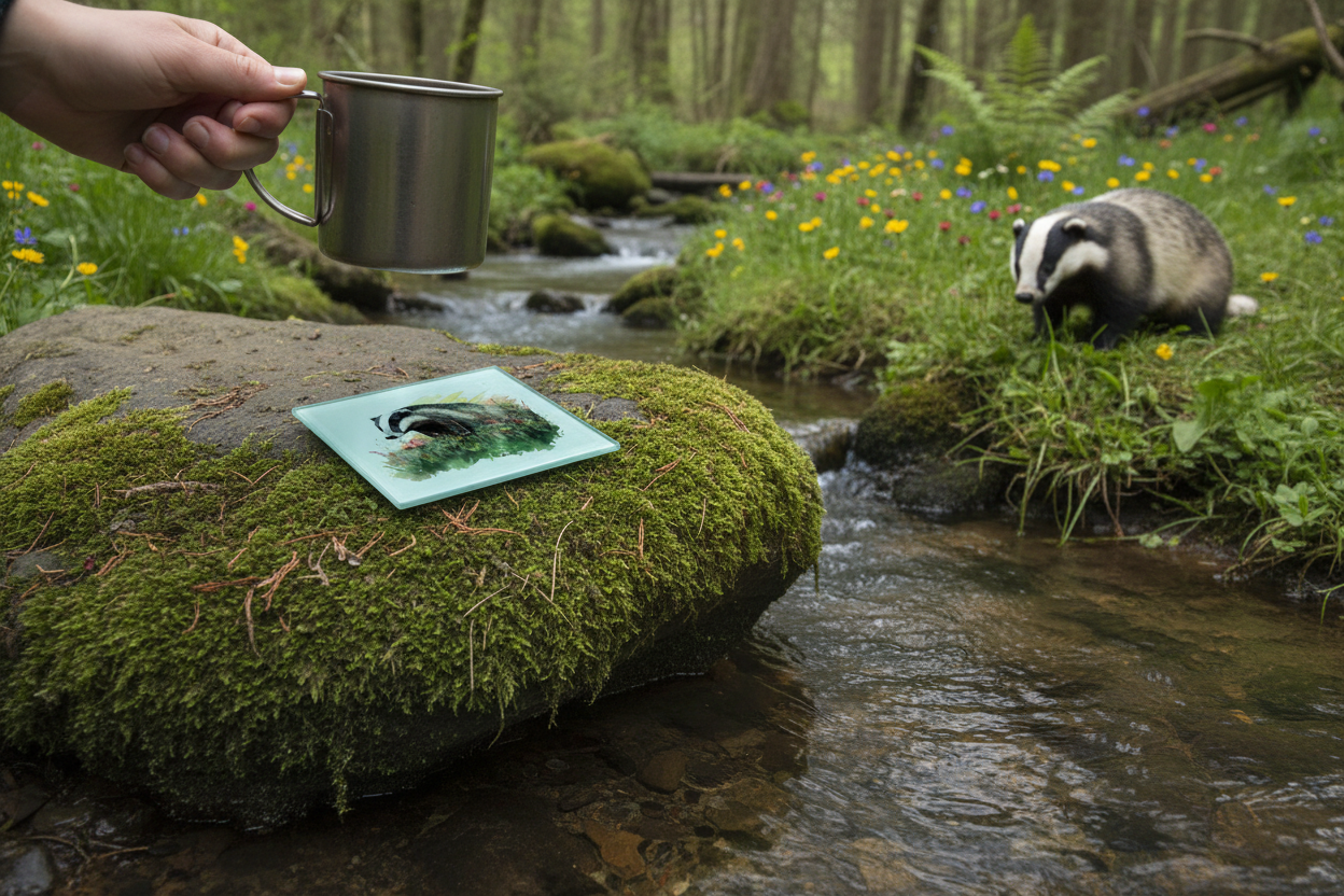 Badger Glass Coaster (Set of 4)