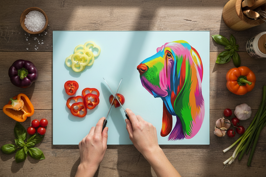 Basset Hound Glass Chopping Board, Basset Hound