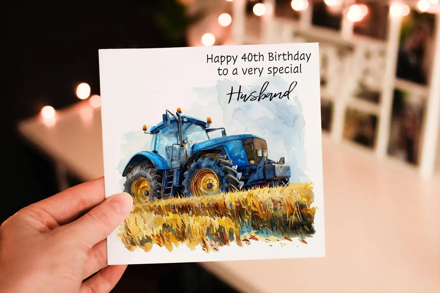 Personalised Blue Tractor Birthday Card: Agricultural Greeting Card
