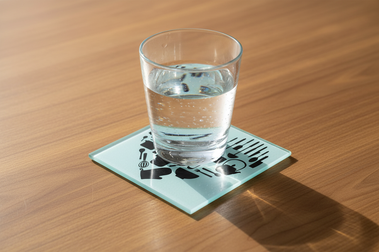 Utensil Heart Glass Coaster (Set of 4)