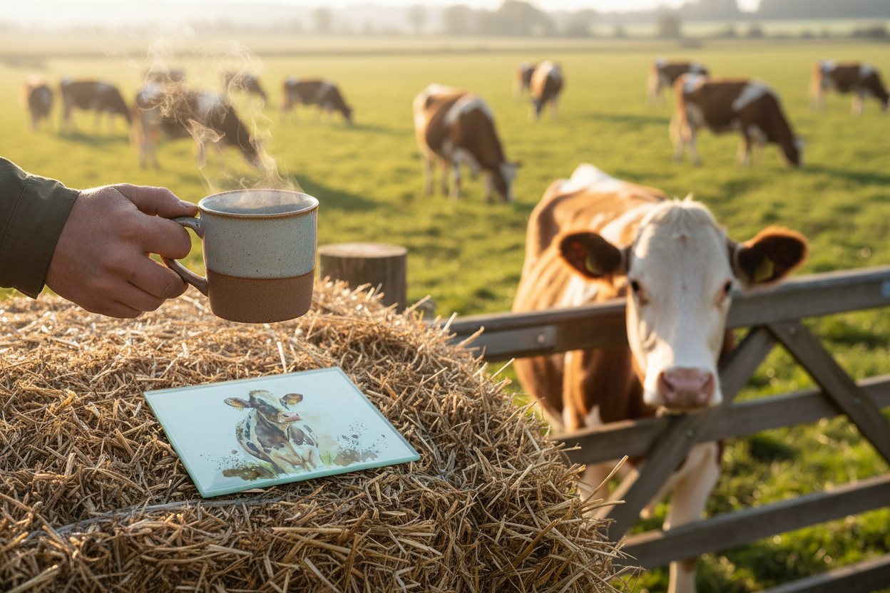 Friesian Cow Glass Coaster (Set of 4)