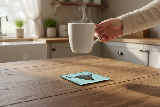 Highland Cow Chakra Glass Coaster (Set of 4)