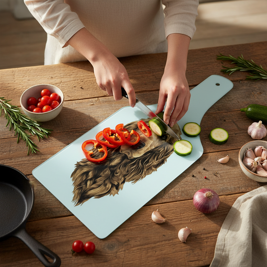 Cocker Spaniel Bottle Shaped Glass Chopping Board - Cheese Platter, Cocker Spaniel Worktop Saver