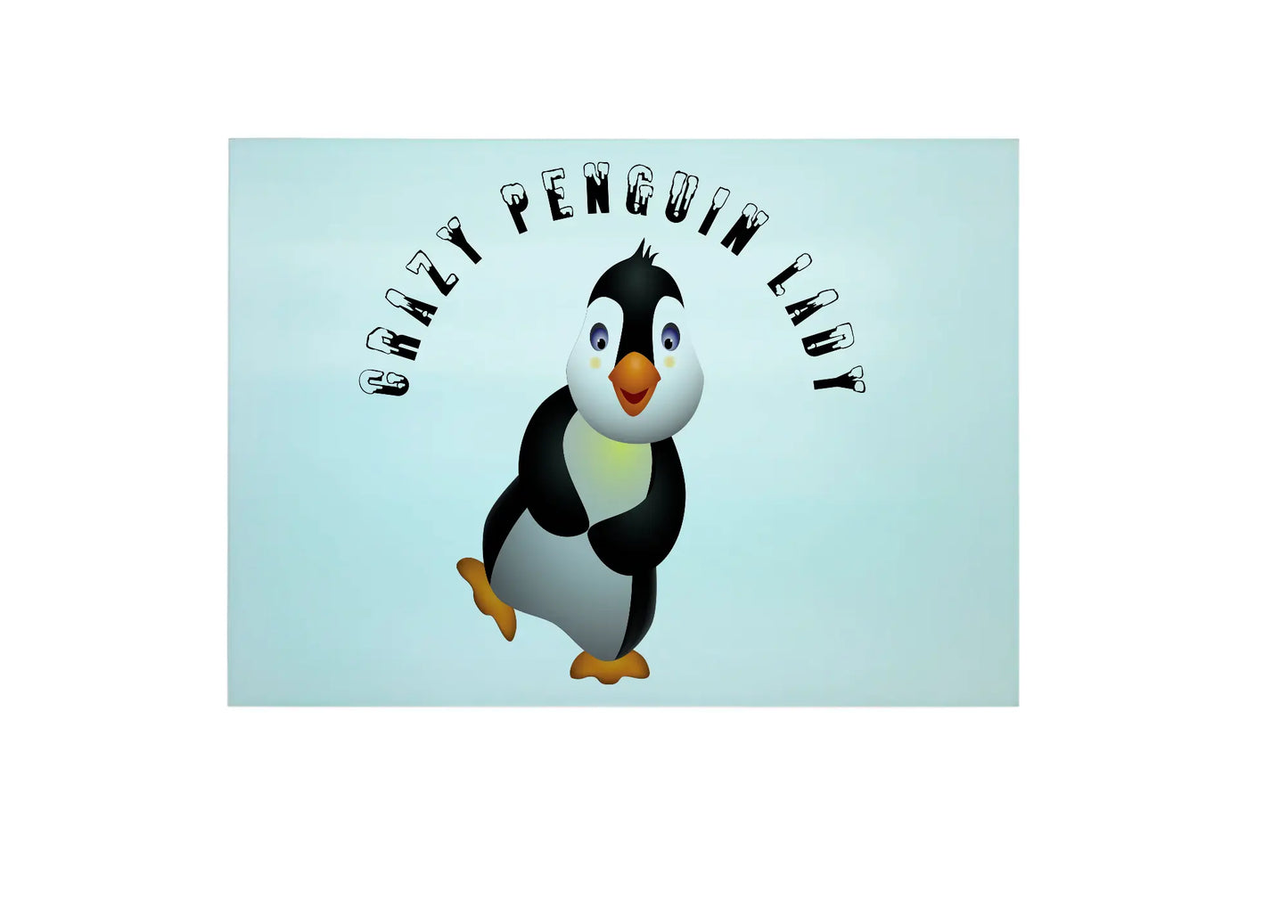 Penguin Large Glass Chopping Board - Crazy Penguin Lady - Worktop Saver