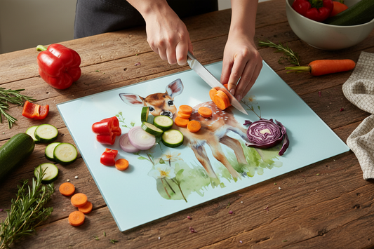 Deer Glass Chopping Board - Deer Worktop Protector