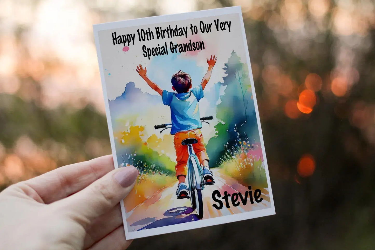 Personalized Grandson Birthday Card: Cycling Card