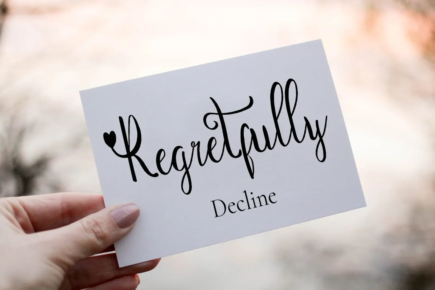 Personalised Wedding Decline Card: Regretfully Decline