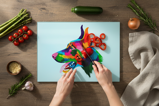 Doberman Glass Chopping Board, Doberman Worktop Saver