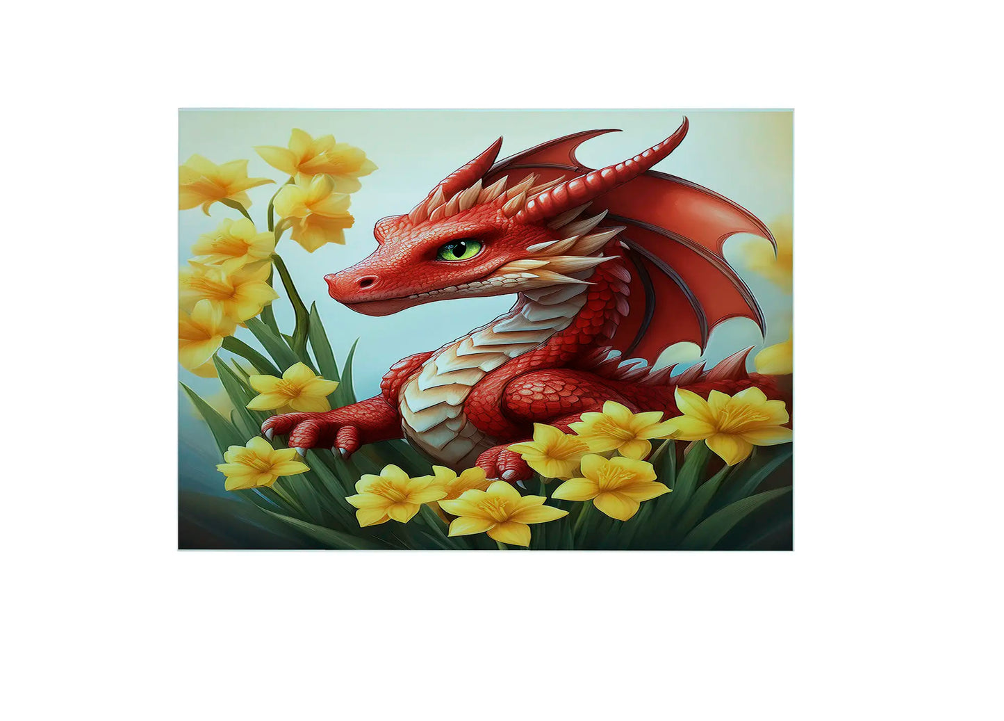 Dragon and Daffodils Glass Chopping Boards - Dragon Worktop Saver
