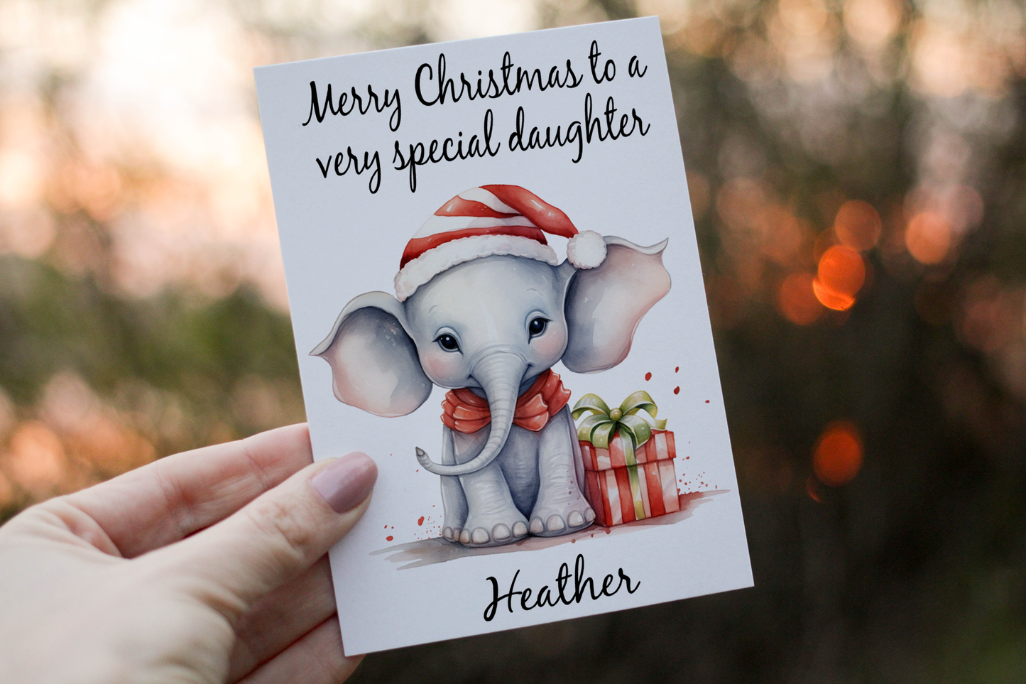 Personalised Elephant Christmas Card