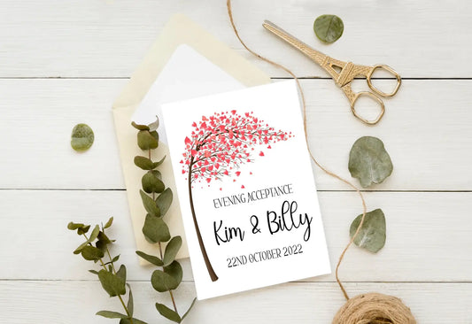 Personalised Wedding Acceptance Card: Evening Party Invite