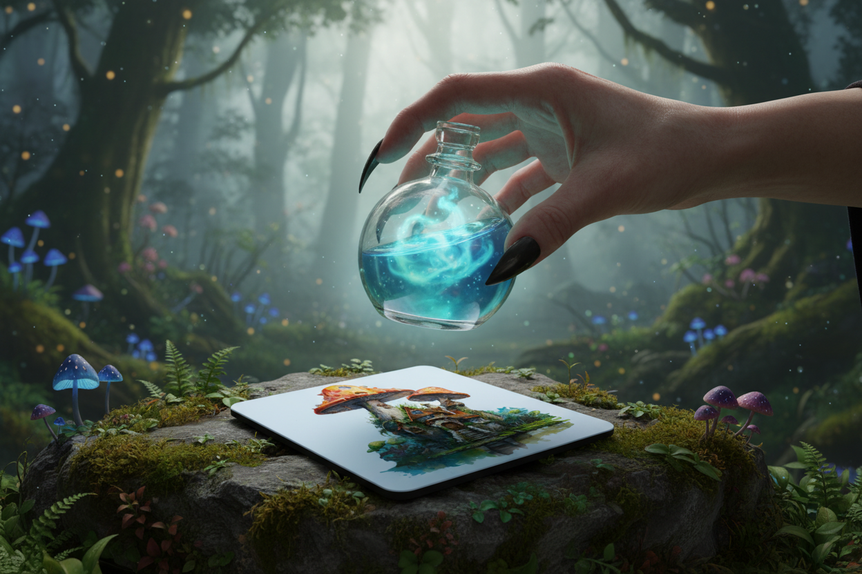 Fantasy Mushroom hardboard drinks coaster