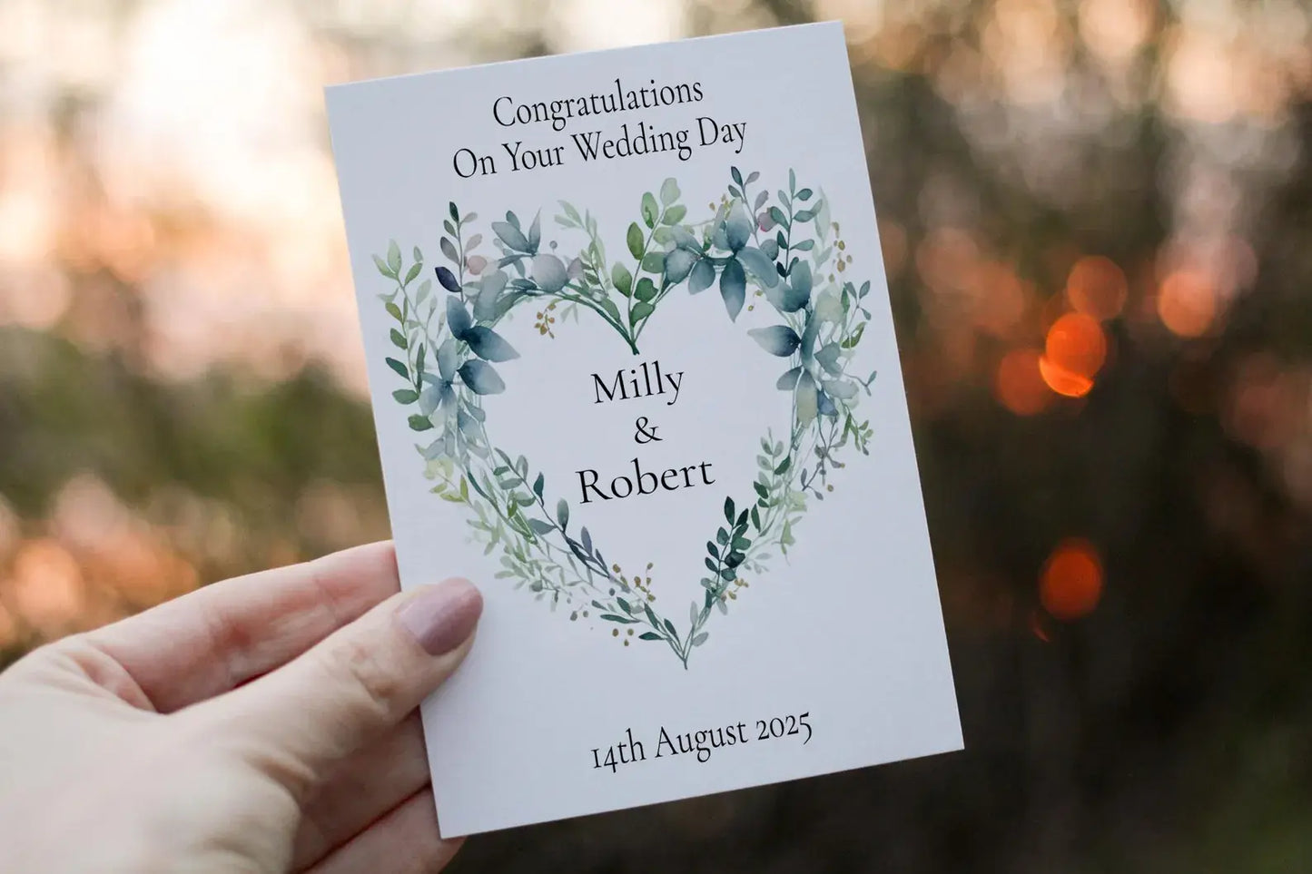 Personalised Wedding Day Card: Floral Heart Design