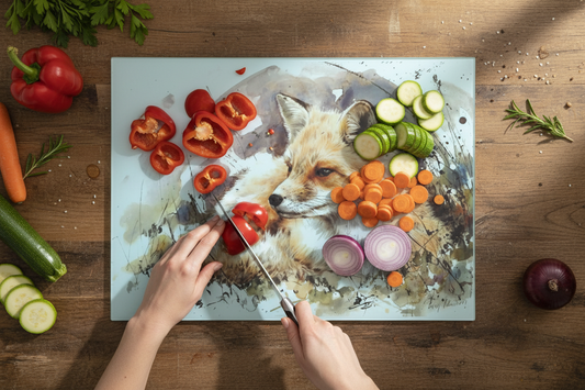 Fox Glass Chopping Board, Fox Worktop Saver