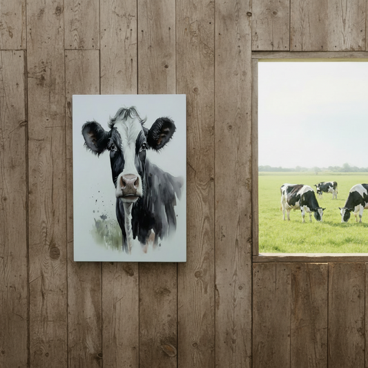 Friesian Cow.... Glossy Aluminium Print