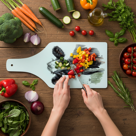 Friesian Cow Bottle Shaped Glass Chopping Board - Cheese Platter, Friesian Cow Worktop Saver