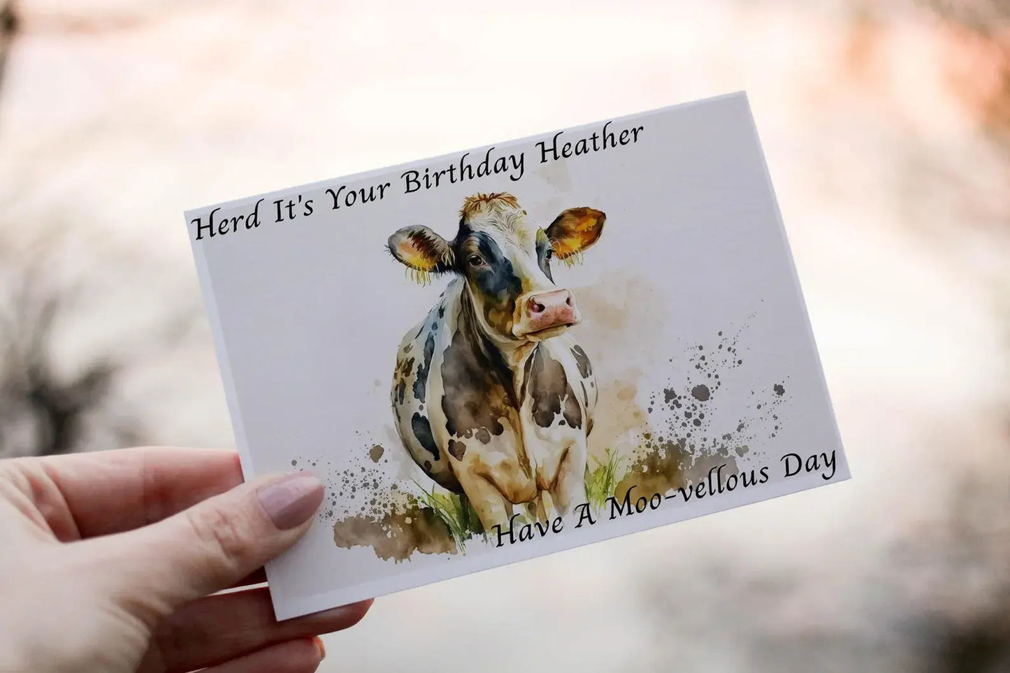 Personalised Friesian Cow Birthday Card: Dairy Farm Animal