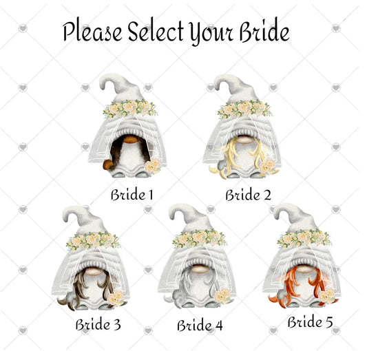 Gnome Bride and Groom Wedding, Personalised Wedding Day Card