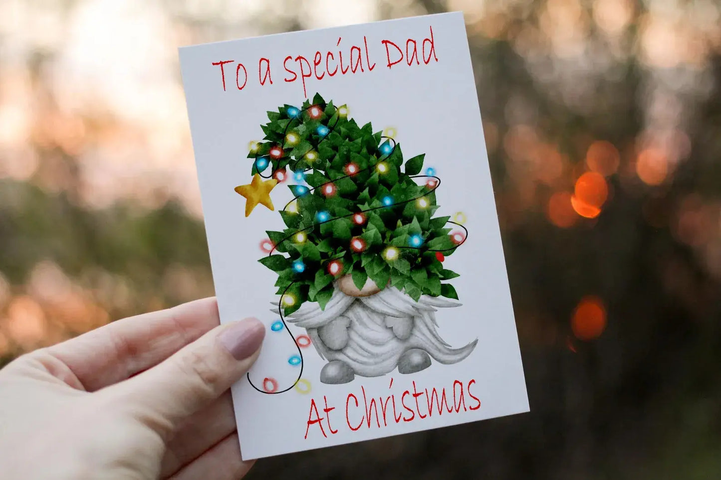 Gnome Christmas Card, Festive Personalised Card For Family Member