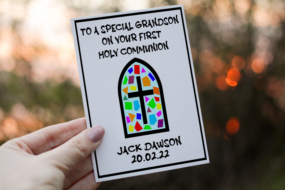 Personalised First Holy Communion Card: Grandson, Nephew