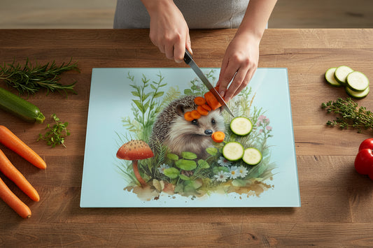 Hedgehog Glass Chopping Board - Hedgehog Worktop Saver
