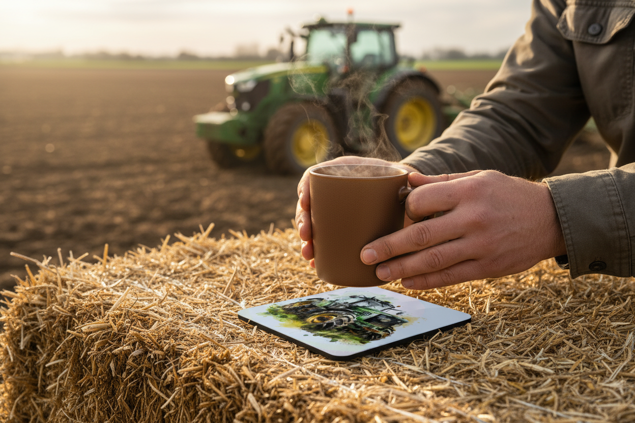 Green Tractor hardboard Coaster