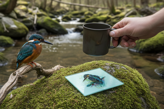 Kingfisher Glass Coaster (Set of 4)