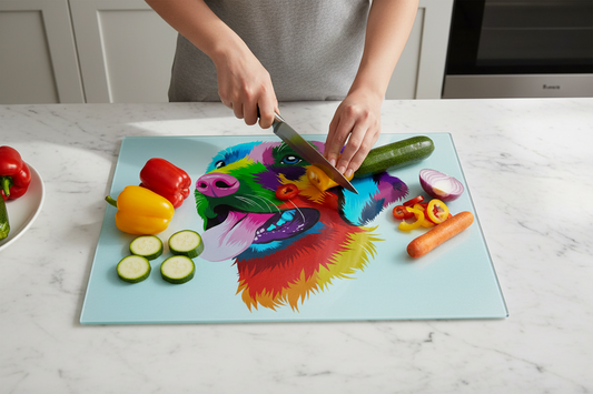 Labrador Glass Chopping Board, Labrador Glass Worktop Saver