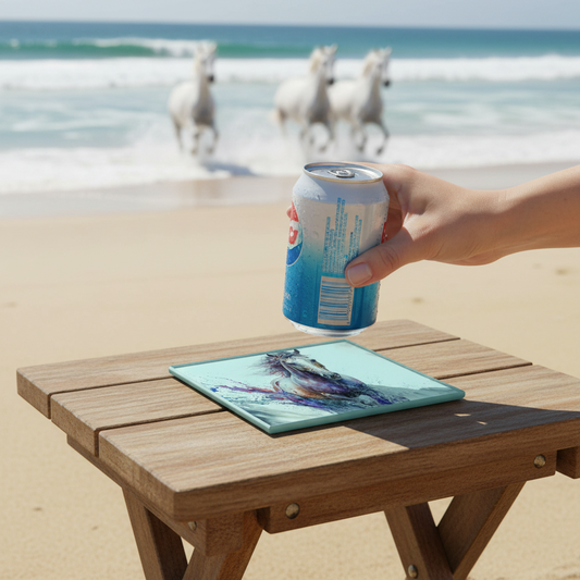 Multi Coloured Horse Glass Coaster (Set of 4)