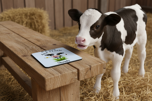 Cow Hardboard Coaster - Warning Just A Little Moody