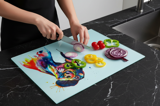 Dachshund Glass Chopping Board, Dachshund Worktop Saver