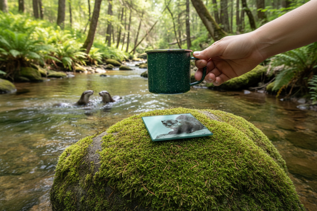 Otter Glass Coaster (Set of 4)