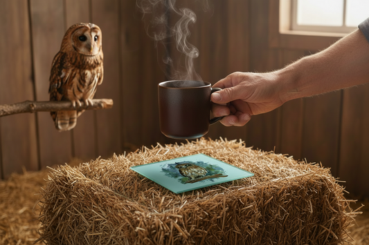 Owl Glass Coaster (Set of 4)