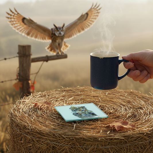 Owl Glass Coaster (Set of 4)