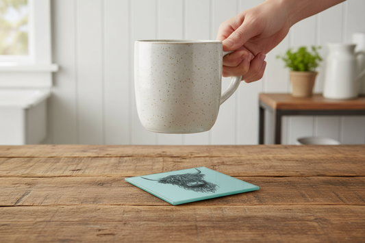 Highland Cow Glass Coaster (Set of 4)