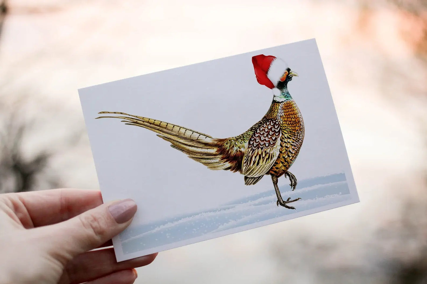 Pheasant Christmas Card, Festive Personalised Greeting Card