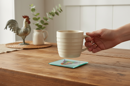 Highland Cow Glass Coaster (Set of 4)