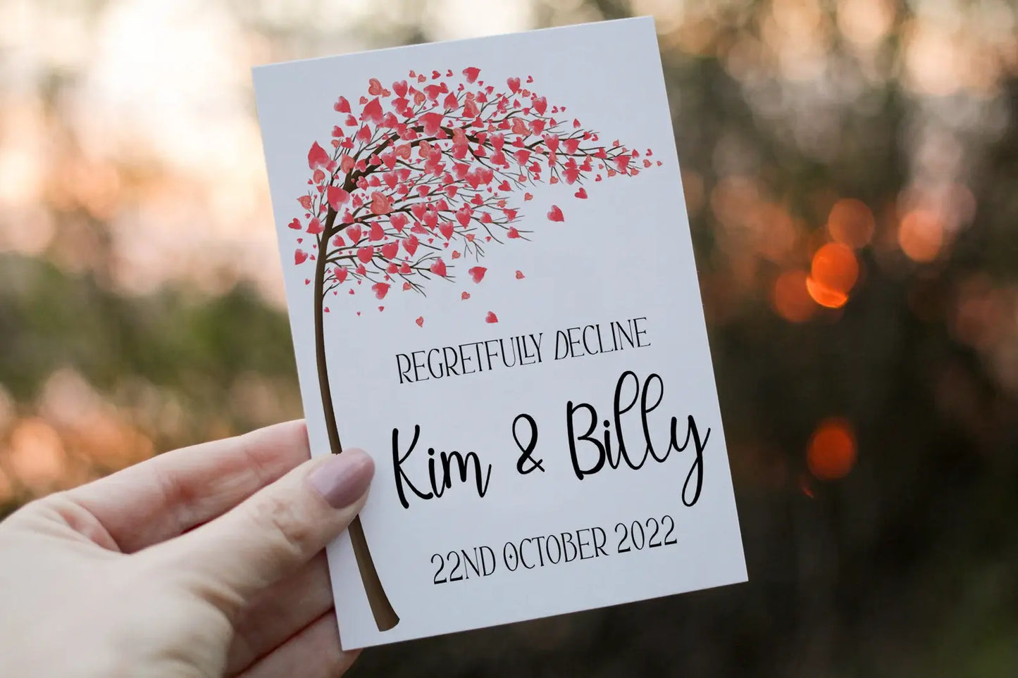 Personalised Wedding Decline Card: Regretfully Decline Invitation